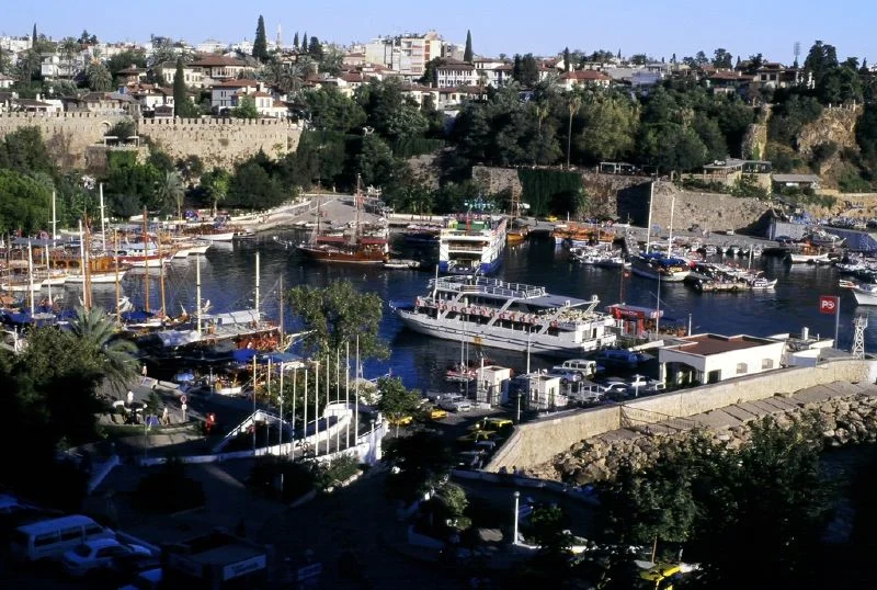 Antalya old harbour on a Kaleici day trip from Side; archival 2005 photograph